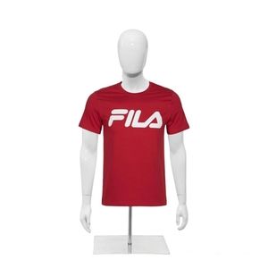 Fila Men's T-Shirt Classic Logo Graphic Print Dark Red